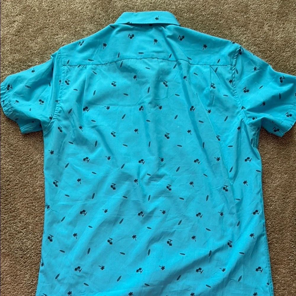 Blue Nautical Pattern Casual Button Down Shirt - Picture 3 of 4